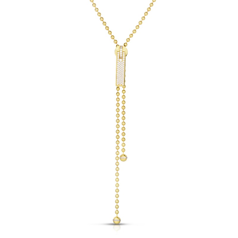 18k Yellow Gold Necklace w. Diamond Zipper Pull