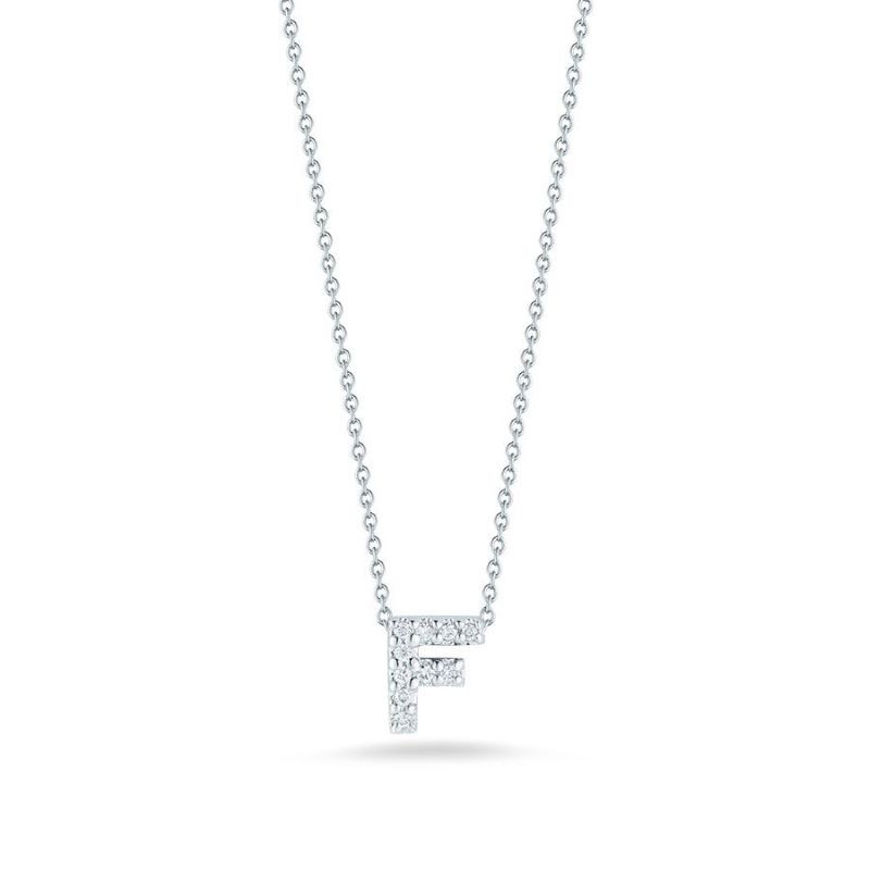18k White Gold Initial F Necklace