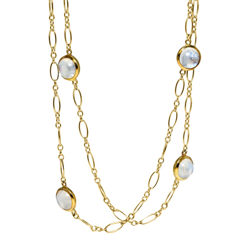 18k Yellow Gold Moonstone Necklace