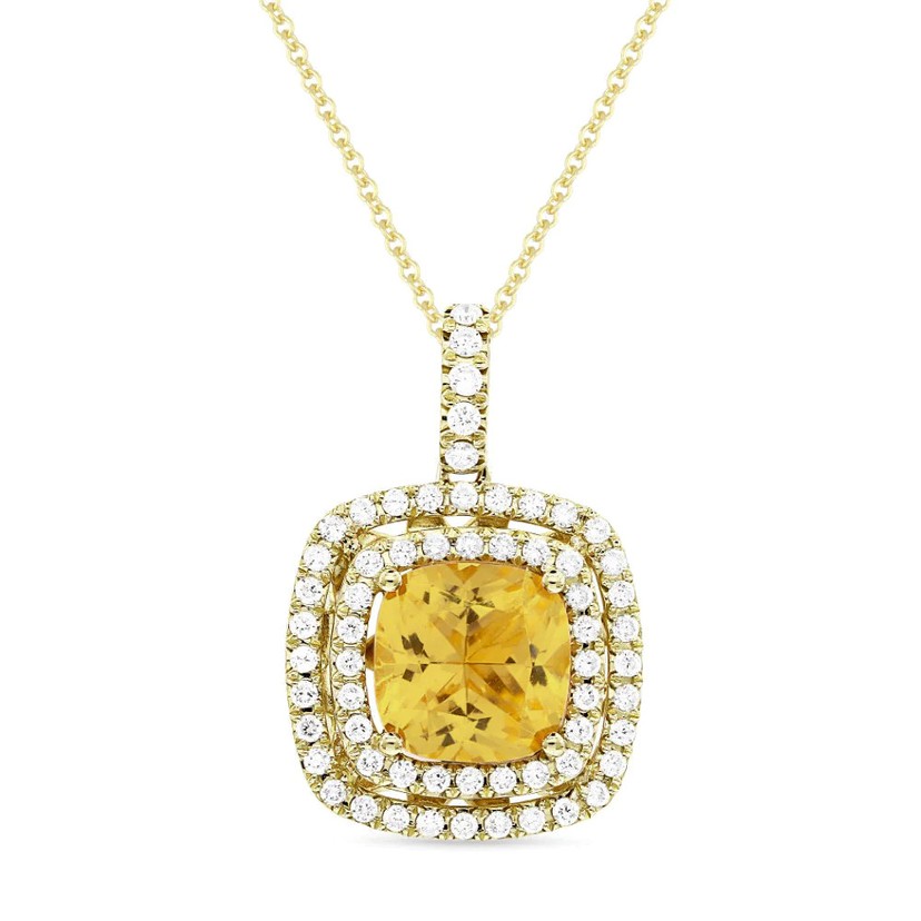 14k Yellow Gold Citrine and Diamond Necklace
