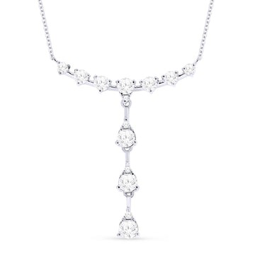 14k White Gold Gradient Diamond Smile Drop Necklace