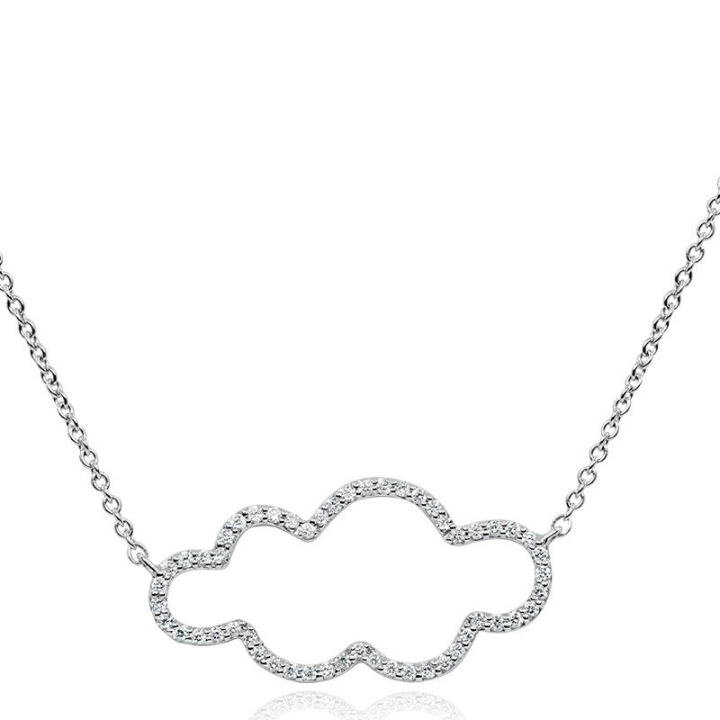 18k White Gold and Diamond Open Cloud Necklace
