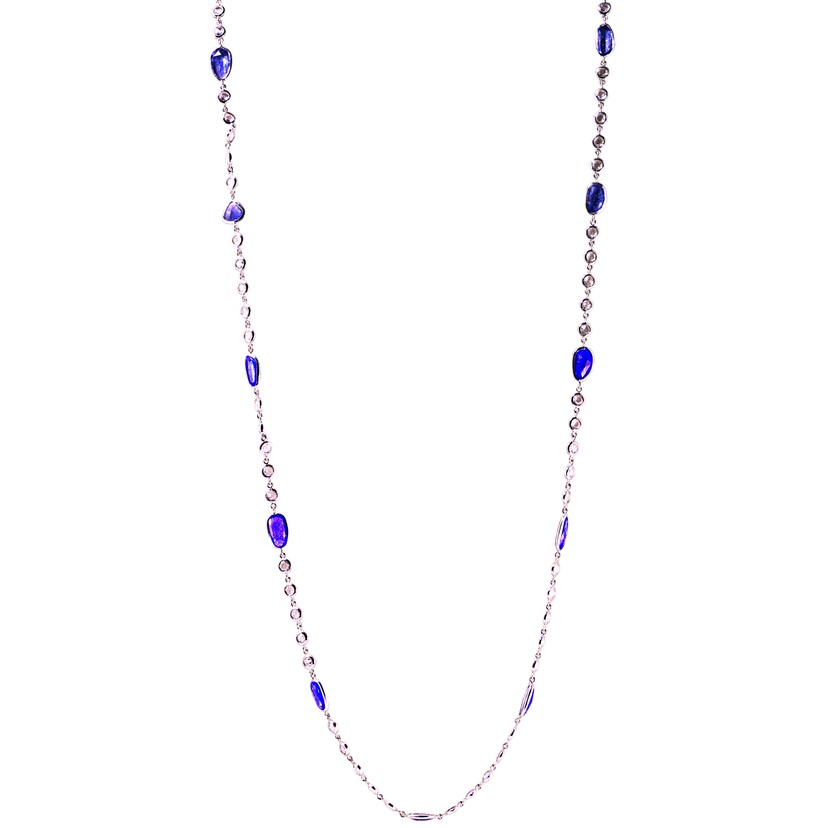 18k White Gold Sapphire and Diamond Necklace